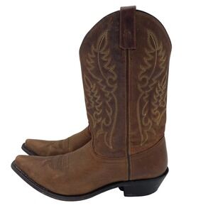Laredo Cowboy Boots Brown Leather Western Stitch Square Toe Womens Size 8.5 M